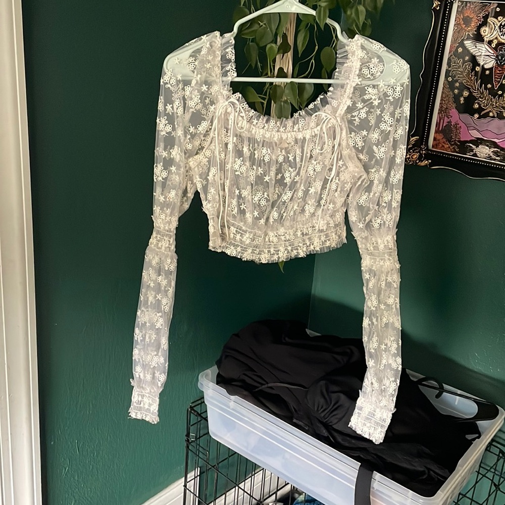 For Love & Lemons Sheer Lace Top